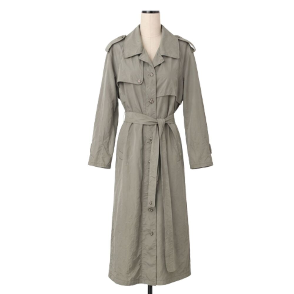 Banana Republic Vintage Nylon Trench Coat Safari Belted Khaki Medium